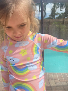 Peach Full Rainbow Kids Rash Guard