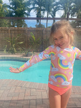 Load image into Gallery viewer, Peach Full Rainbow Kids Rash Guard