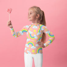 Load image into Gallery viewer, Peach Full Rainbow Kids Rash Guard