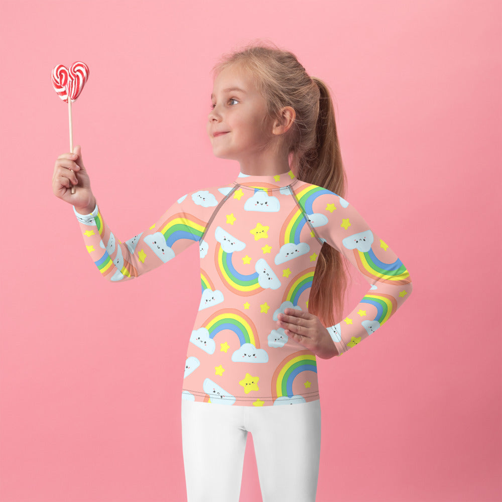 Peach Full Rainbow Kids Rash Guard