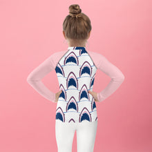 Load image into Gallery viewer, Pink Shark Bite Kids Rash Guard