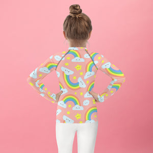 Peach Full Rainbow Kids Rash Guard