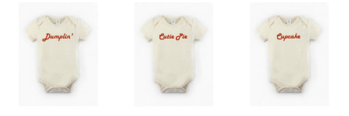 Cutie Pie, Dumplin', Cupcake Onesies Set