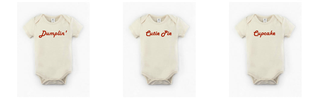 Cutie Pie, Dumplin', Cupcake Onesies Set